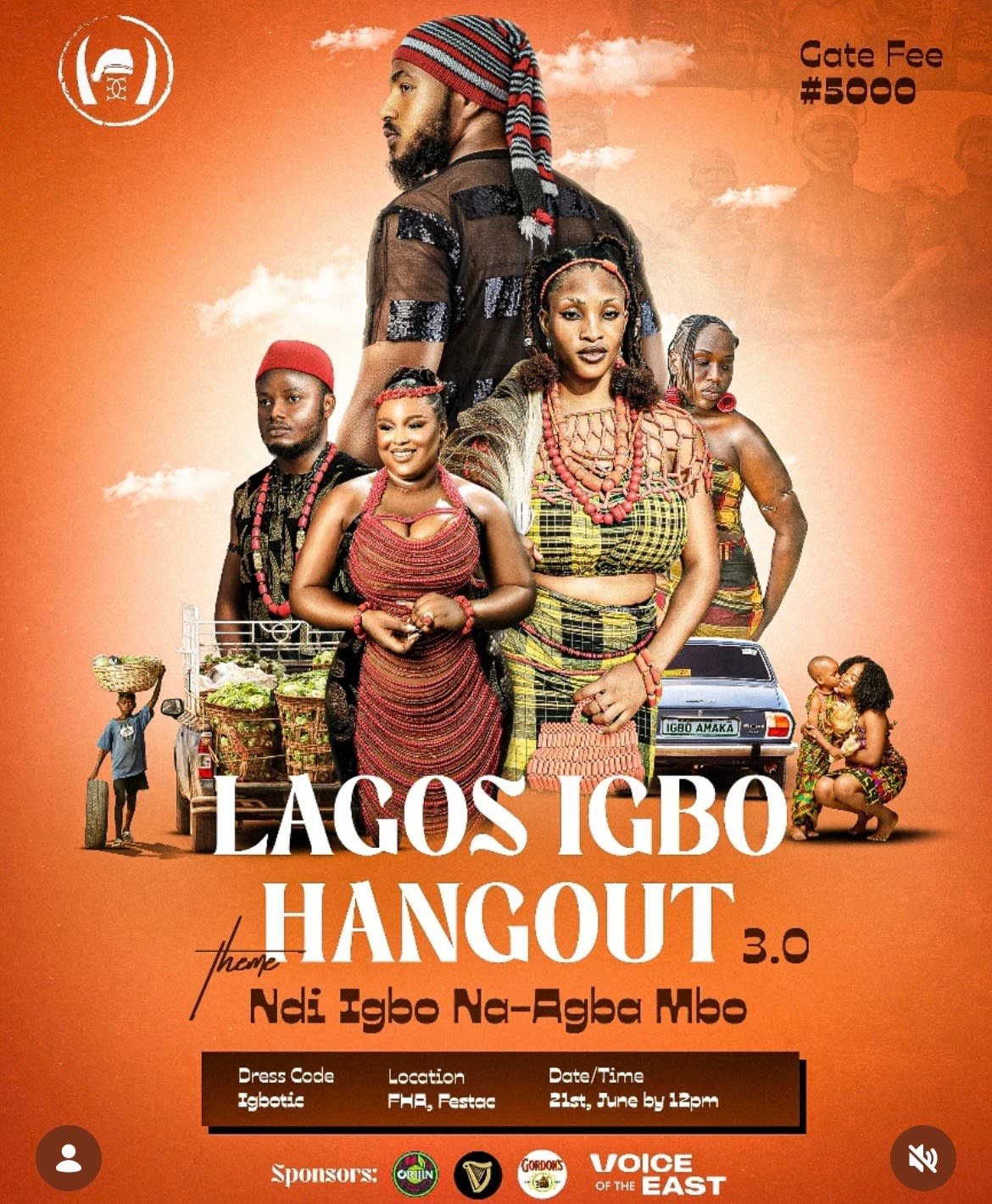 Festivals5,000Lagos Igbo Hangout 3.0 – Ndi Igbo Na-Agba MboSun, Jun 21, 202612:00 PMFHA, Festac , Lagos