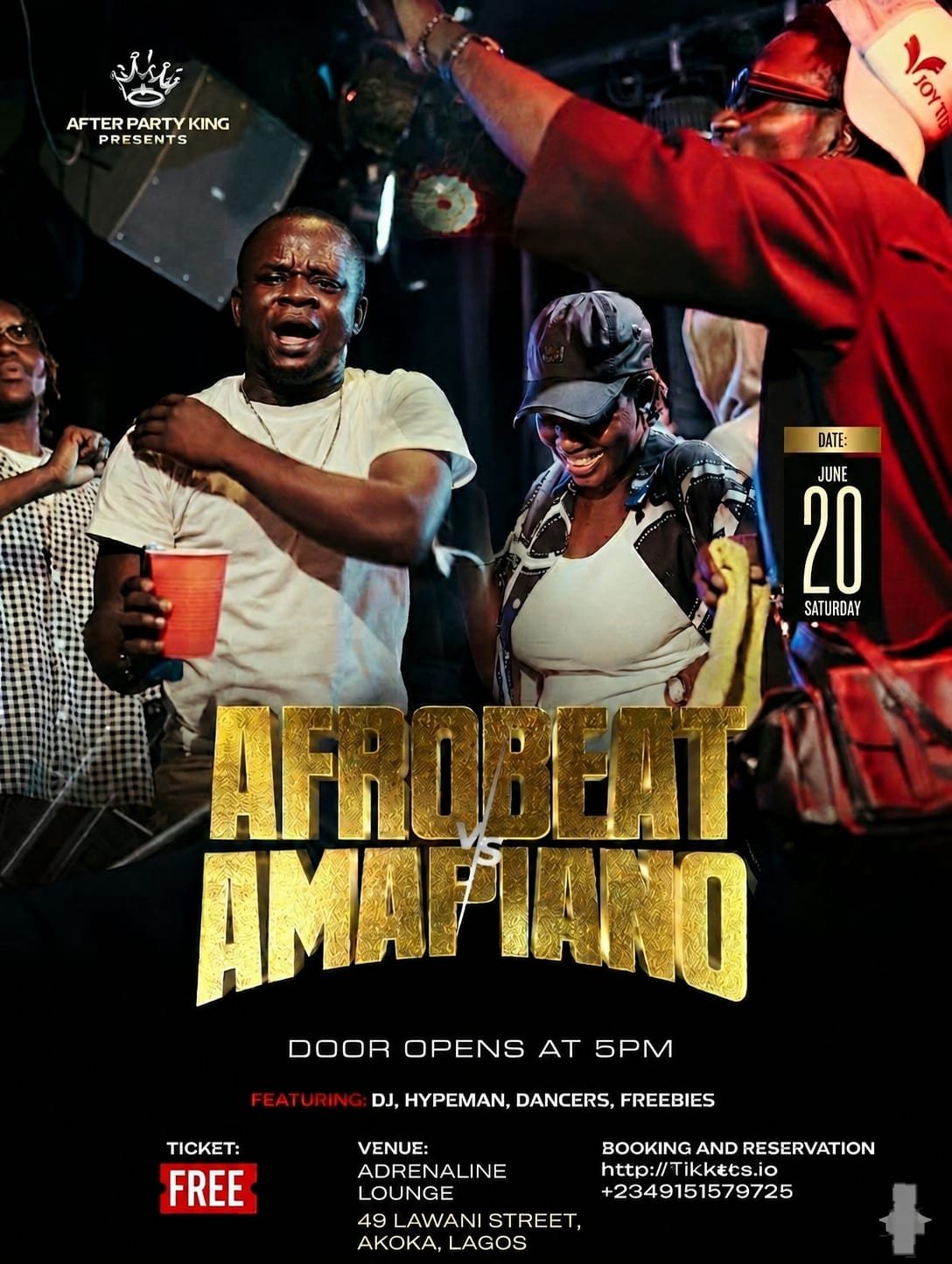 NightlifeFree Party with Jerry “AFROBEAT VS AMAPIANO “ Sat, Jun 20, 20265:00 PM08106795744, Lagos