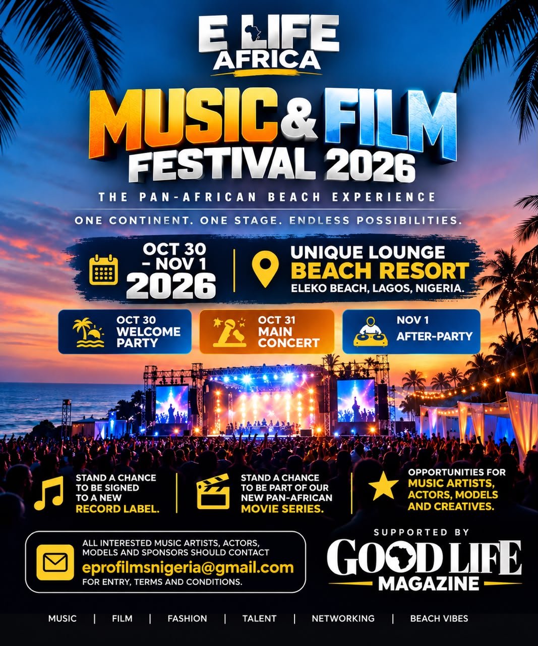 E Life Africa Music & Film Festival 2026 - Full Flyer